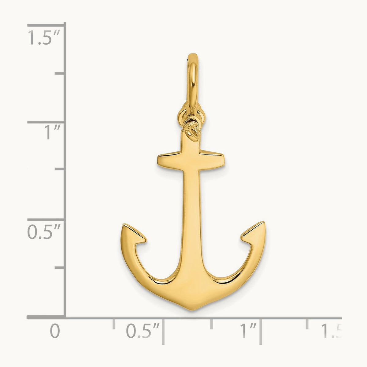 3-D Polished Anchor w/ Shackle Bail Charm, 14K