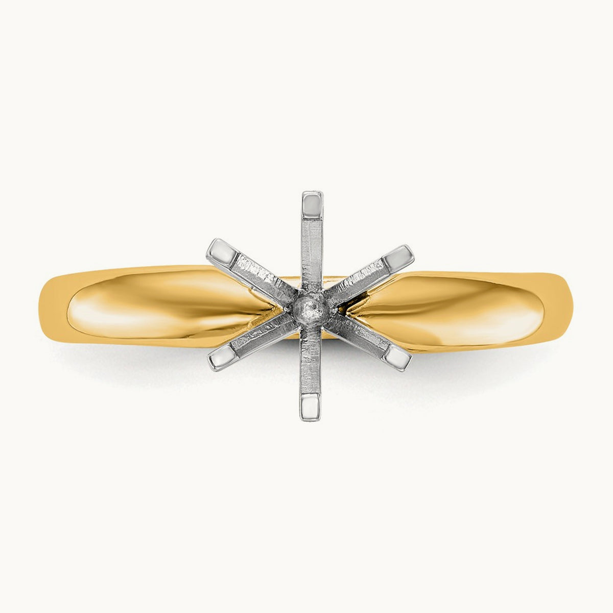 1/8ct. Medium-Weight Comfort-Fit 6-Prong Mounting, 14K Two-tone
