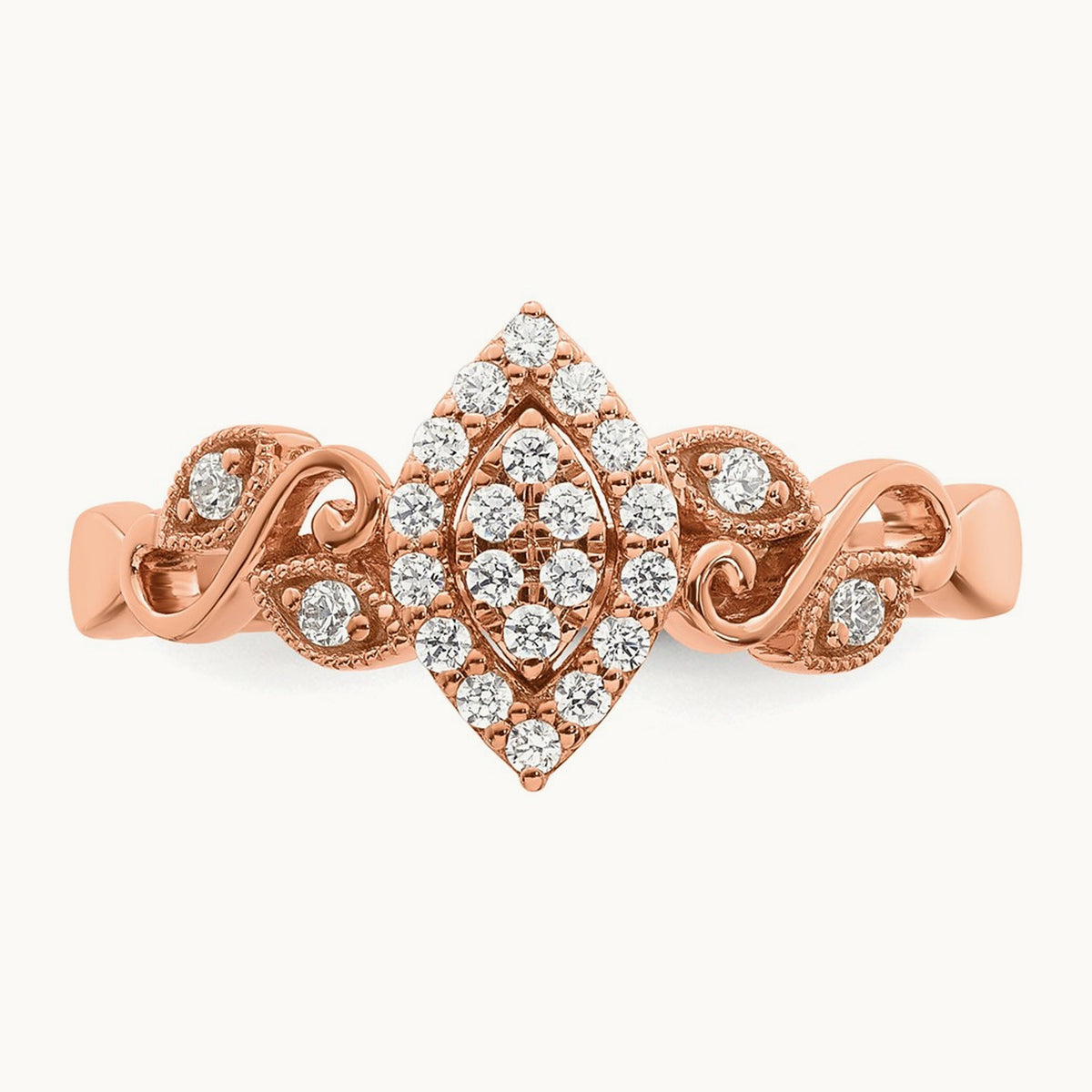 Complete Diamond Cluster Marquise Engagement Ring — 14K Rose Gold