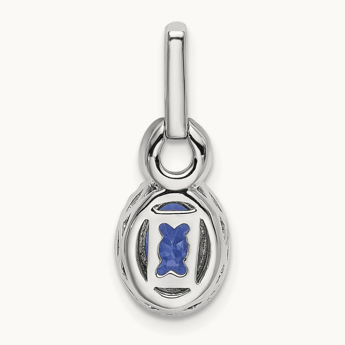 Oval .95 Tanzanite and Diamond Pendant, 14K White Gold