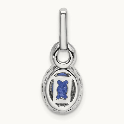 Oval .95 Tanzanite and Diamond Pendant, 14K White Gold
