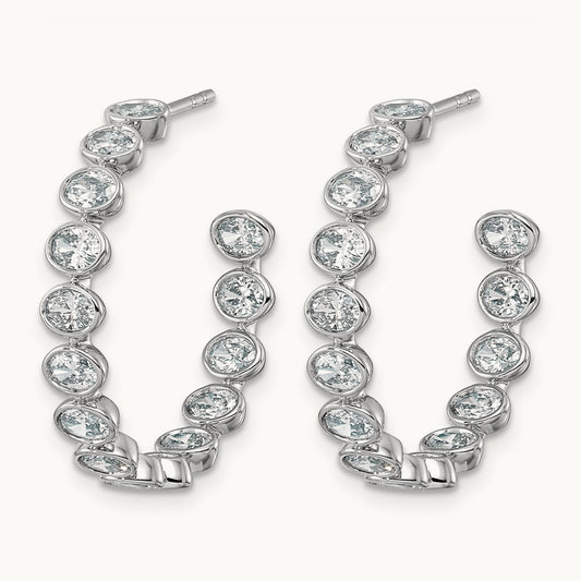 Post East/West Oval Hoop Earrings, 2.50-3.25 ct tw Lab-Grown Diamond