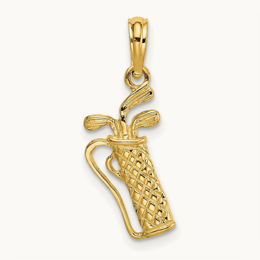 Golf Bag w/ Clubs Charm, 14K