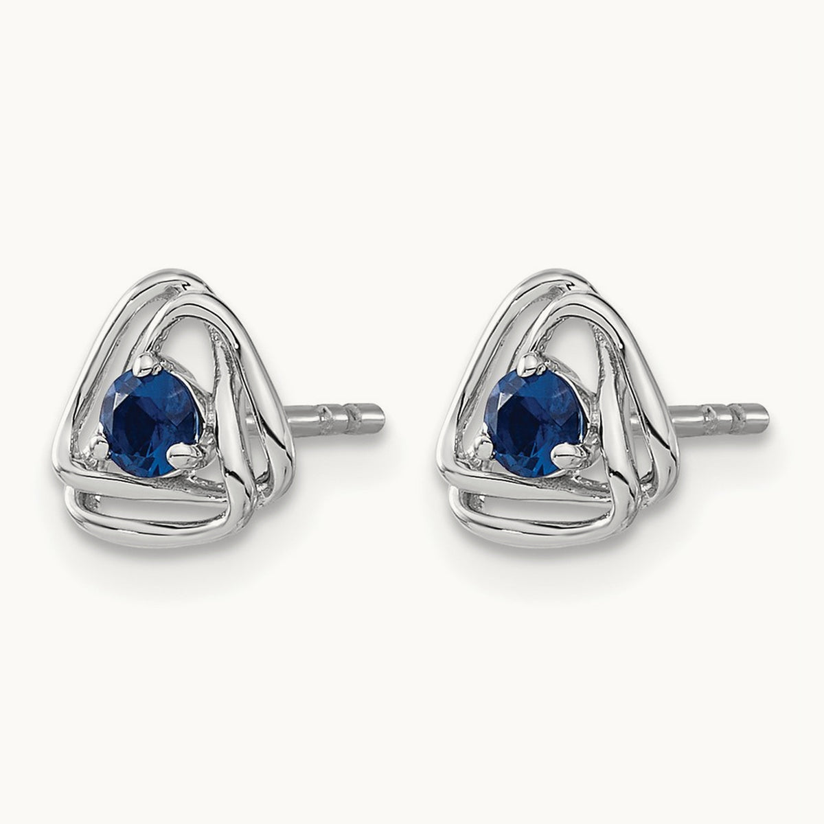 Created Sapphire Post Earrings — 14K White Gold