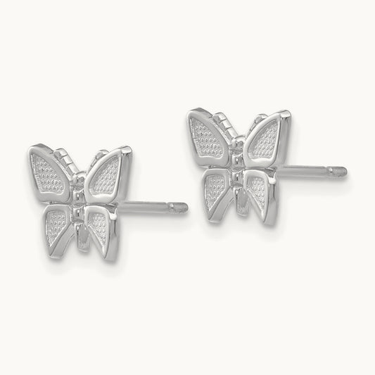 Butterfly Earrings, 14K White Gold