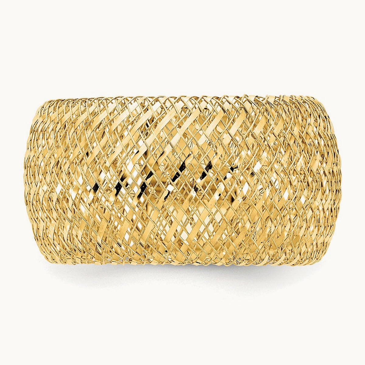 Wide Mesh Stretch Ring — 14K Yellow Gold