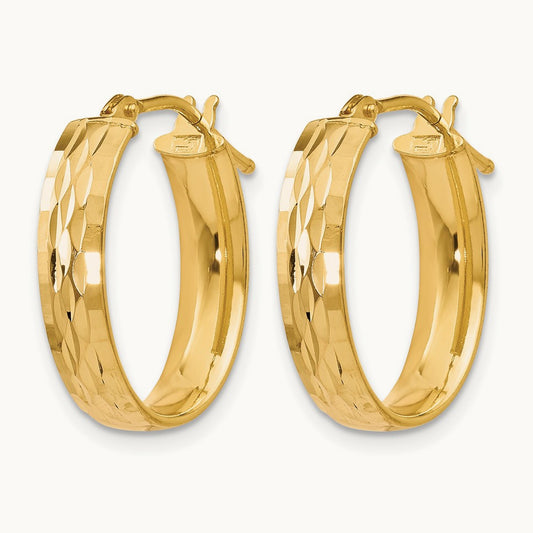 Polished and D/C Oval Hinged Hoop Earrings, 10K — Leslie's