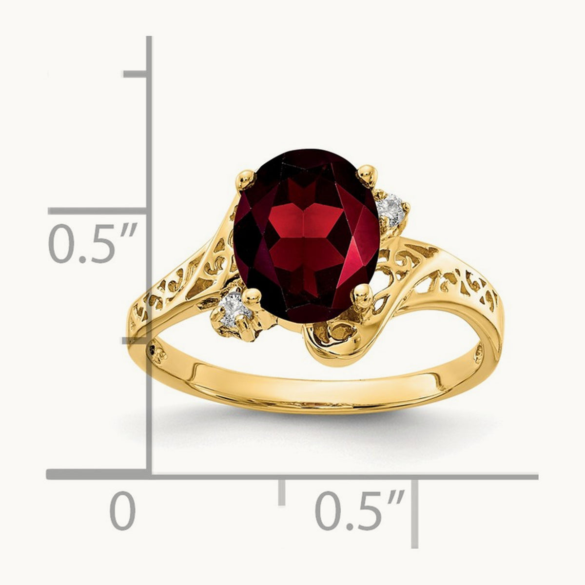 Garnet Diamond ring, 14K
