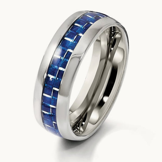 Polished with Blue Carbon Fiber Inlay Band — photo set