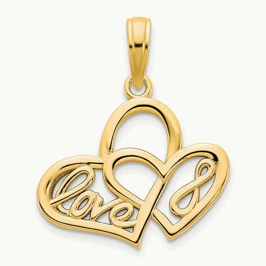 Heart LOVE Infinity Symbol Charm, 14K Yellow Gold
