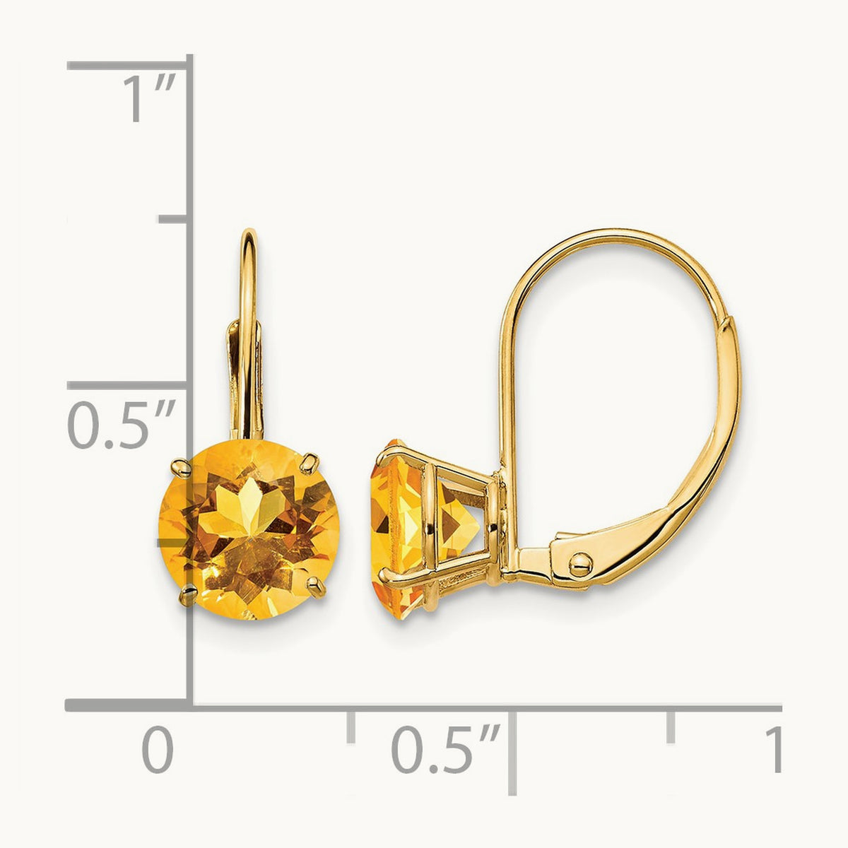 Citrine Leverback Earrings — 7mm