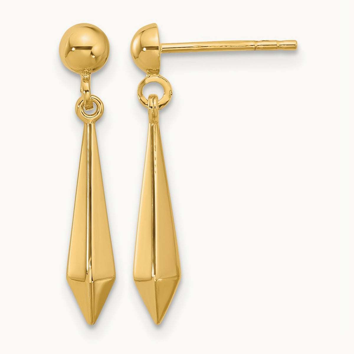 Polished Post Dangle Earrings — 14K Yellow Gold