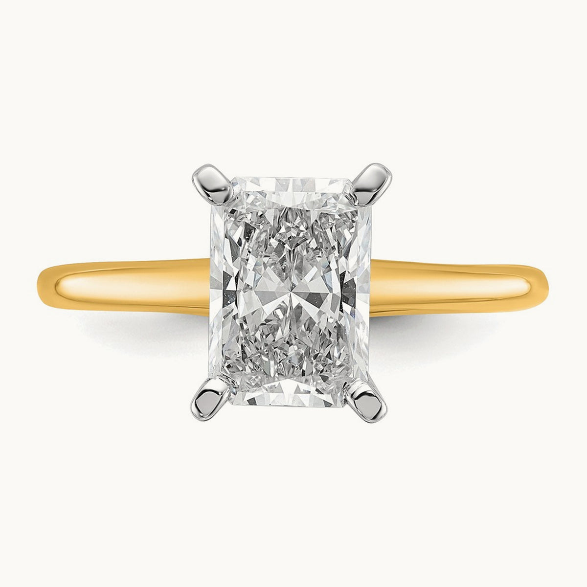 Radiant Solitaire Engagement Ring, 0.50-5.00 ct tw Lab-Grown Diamond — 1 3/4 ct, 14K Two-Tone