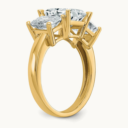 Octagon Radiant 3-Stone Engagement Ring Mounting — 14K Yellow Gold