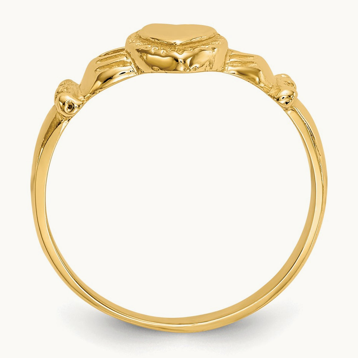 Polished Ladies Claddagh Ring, 14K
