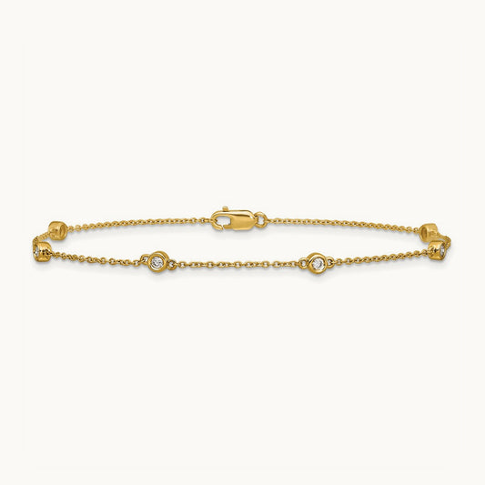 Diamond Station Cable Bracelet, 14K