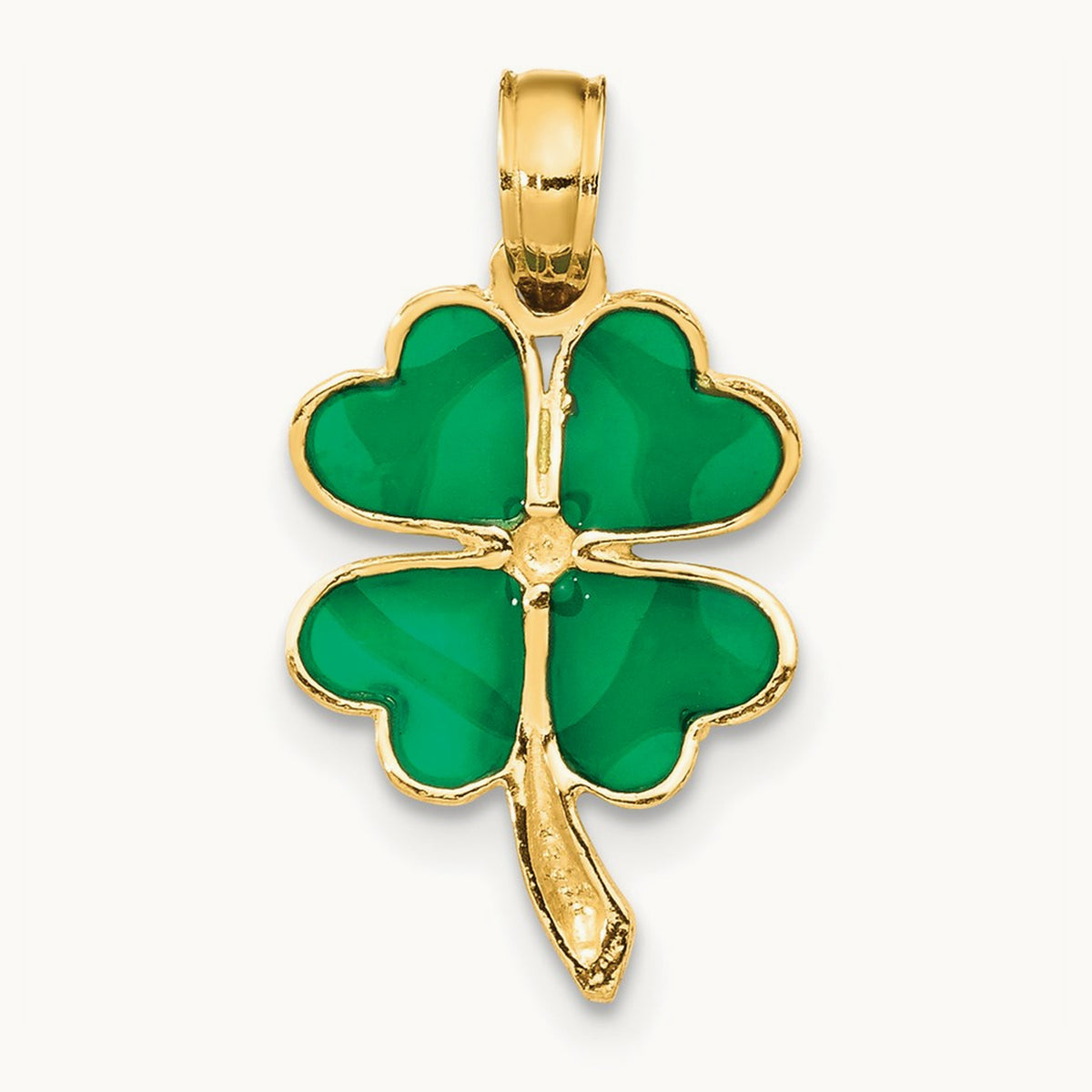 4-Leaf Clover Enameled Pendant, 14K