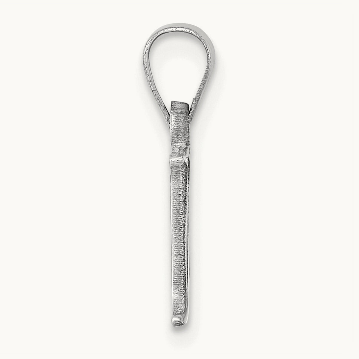 Polished Block Initial Pendant — 14K White Gold, N