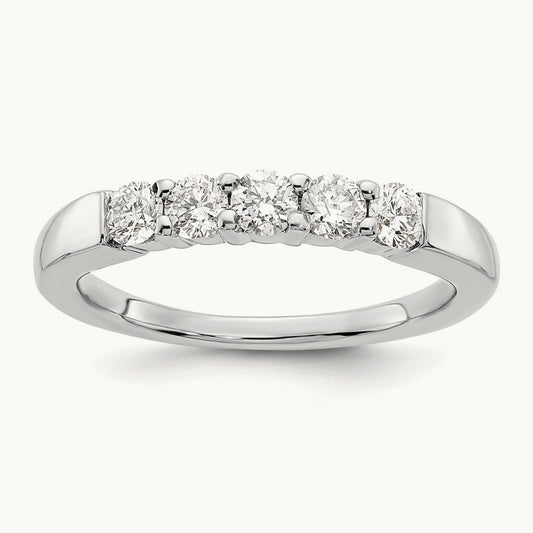 5-Stone Diamond Band, 14K White Gold