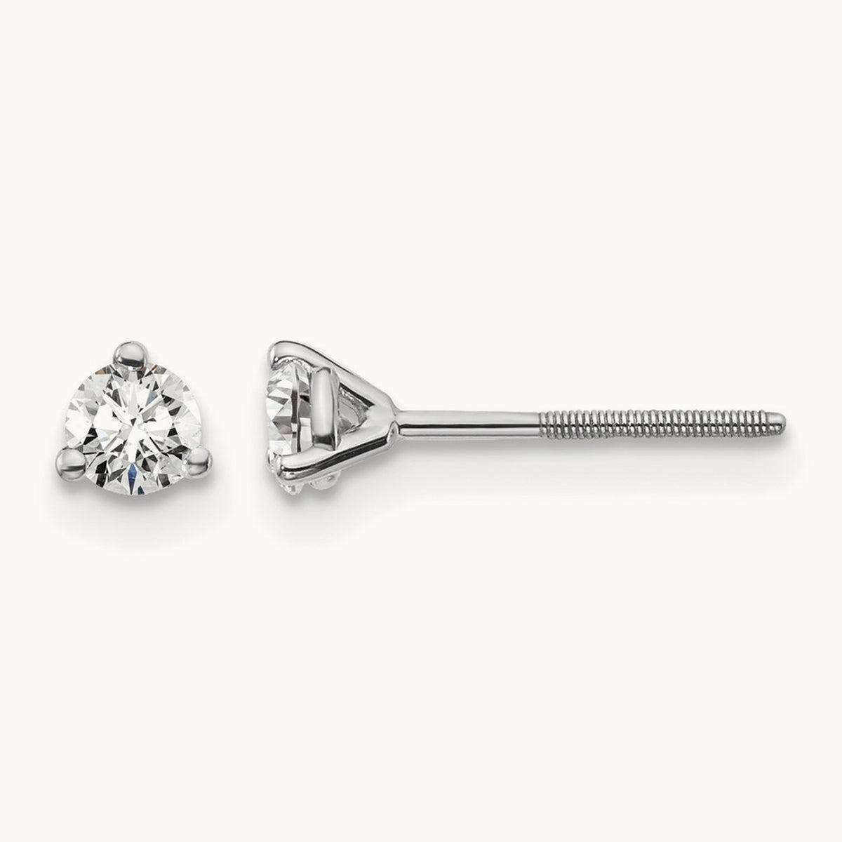 Round Stud Earrings, 0.10-6.00 ct tw Lab-Grown Diamond — 1/4 ct, 18K White Gold