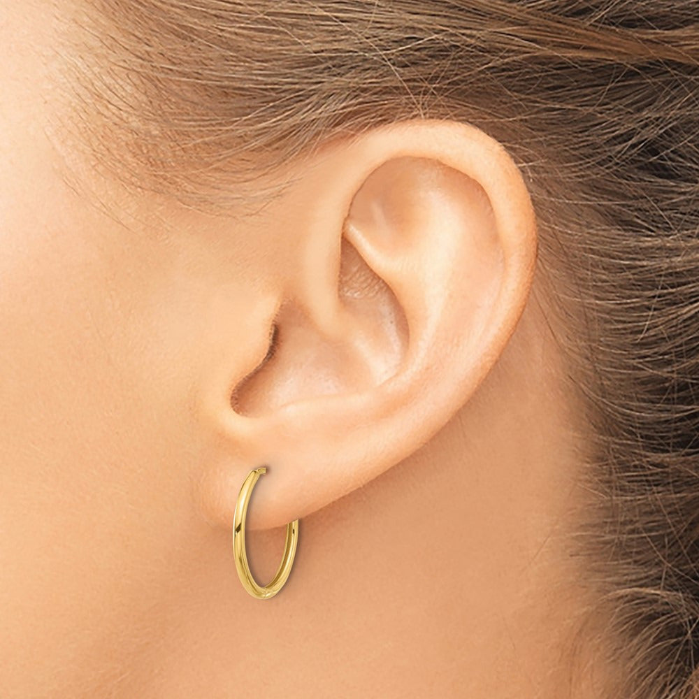 Polished Hinged Hoop Earrings — 14K Yellow Gold