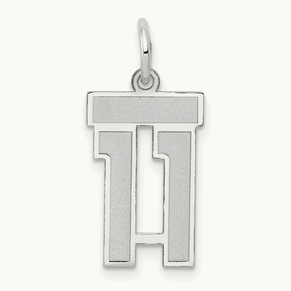 Small Satin Number 11 Charm — 14K White Gold