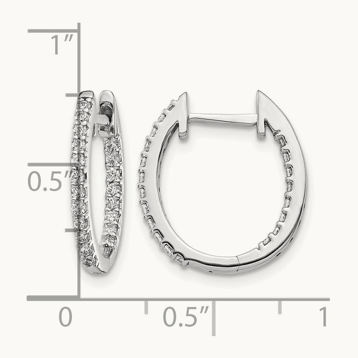 In/Out Diamond Hinged Hoop Earrings — 17mm