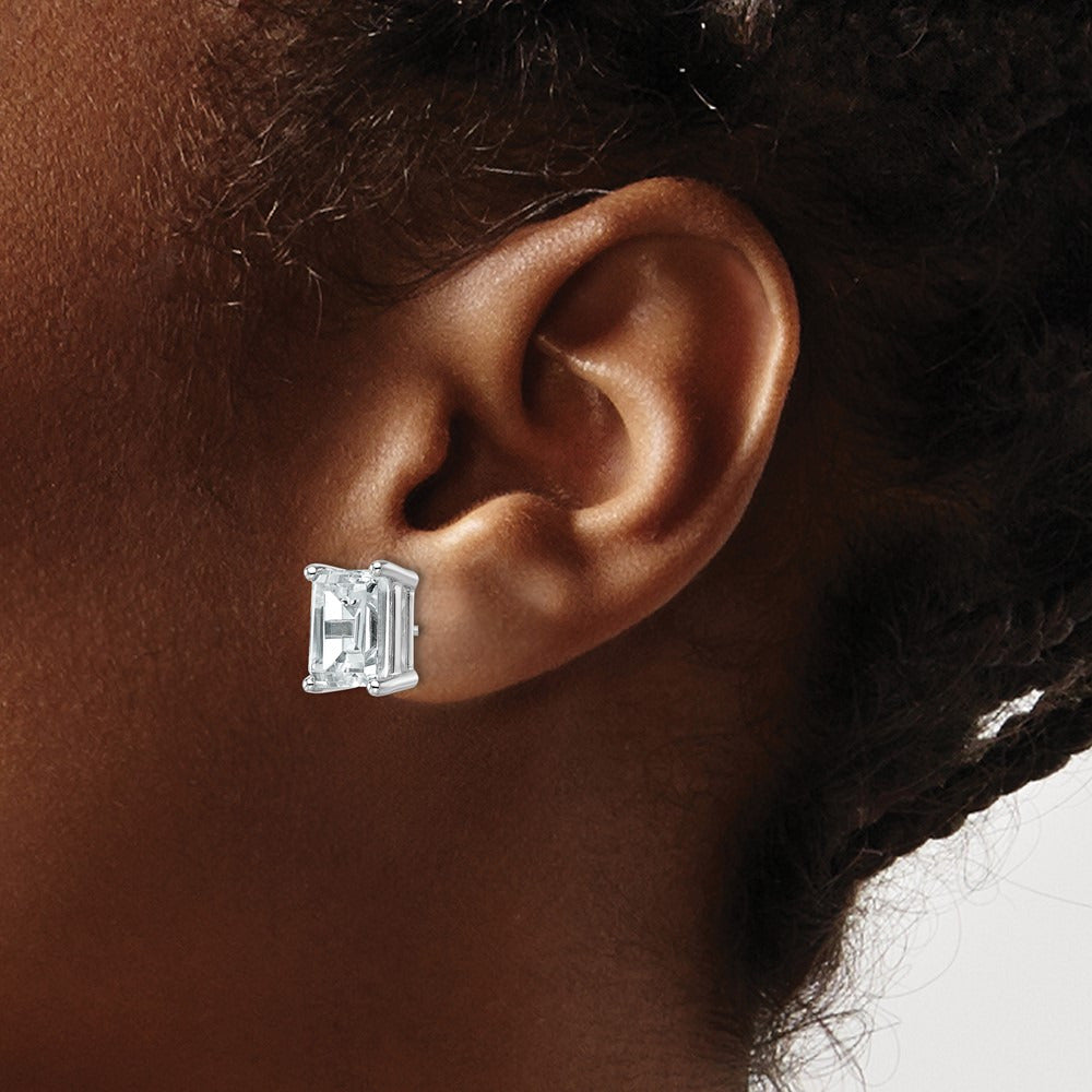 Emerald Four-Prong Stud Earrings, 0.50-6.00 ct tw Lab-Grown Diamond — 6 ct, 14K White Gold