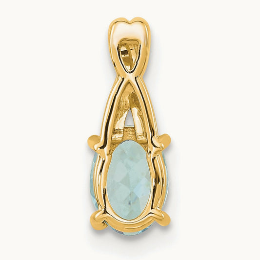 Oval Aquamarine and Diamond Pendant — 14K Yellow Gold