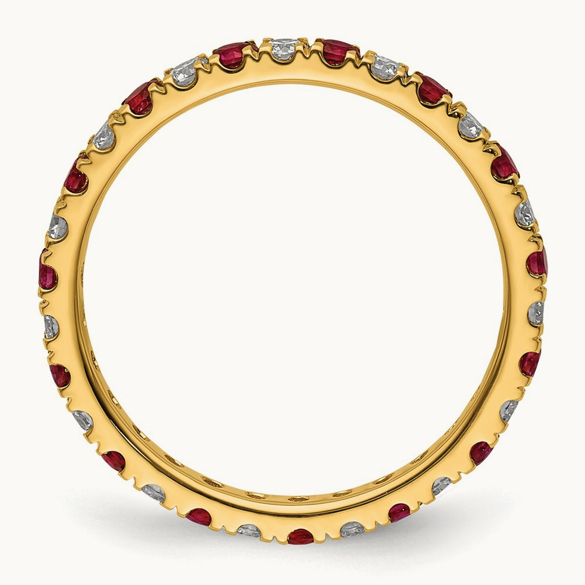 Created Ruby Eternity Band — 14K Yellow Gold, 2.25 mm