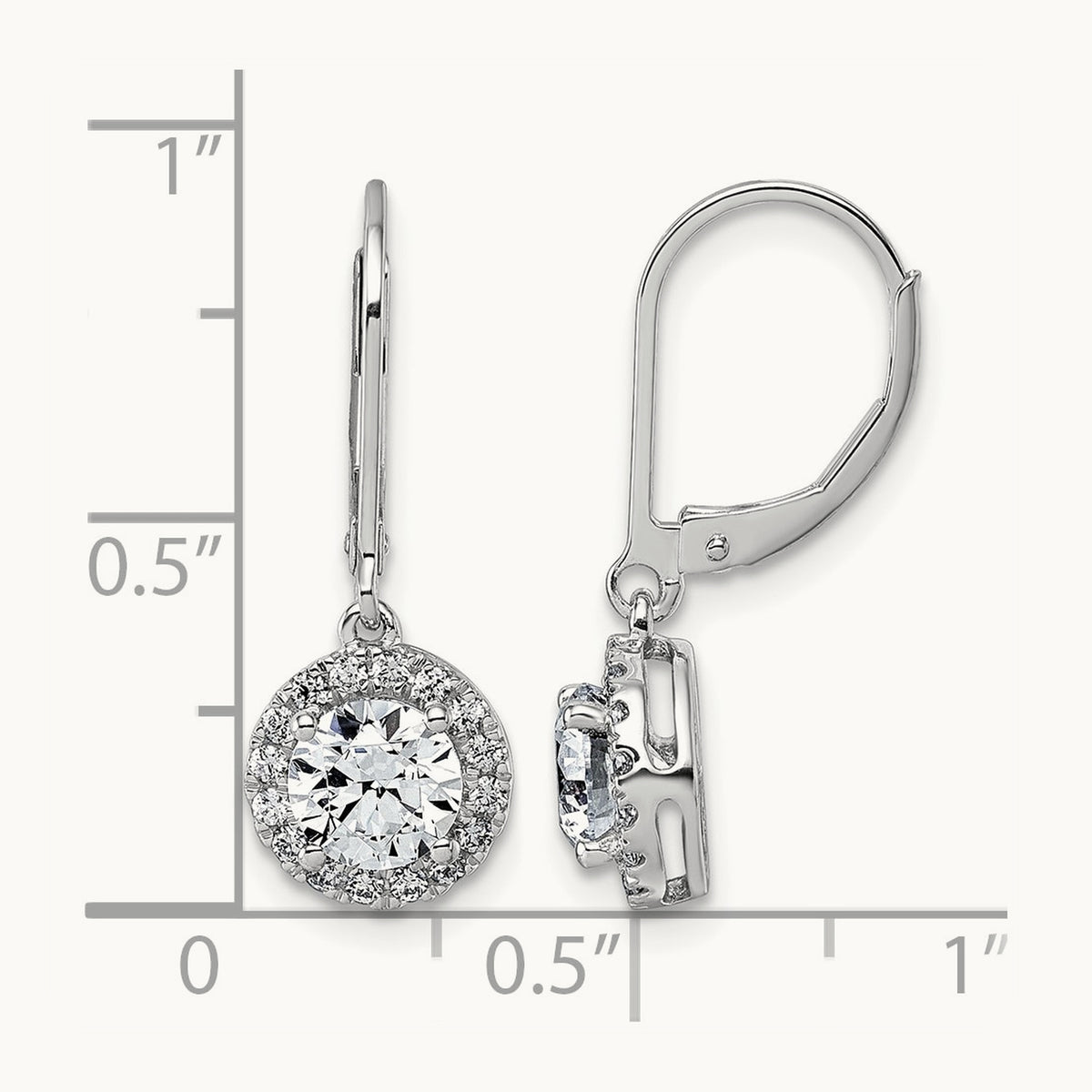 Halo Drop Leverback Earrings, 1.75 ct tw Lab-Grown Diamond — 14K White Gold