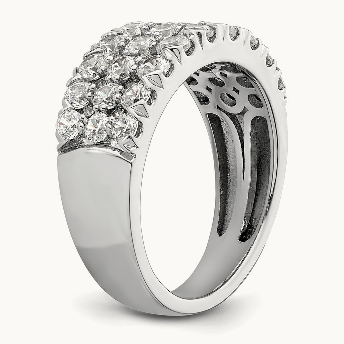 Triple Row Band, 1.50-3.00 ct tw Lab-Grown Diamond — 2 ct, 14K White Gold, 7