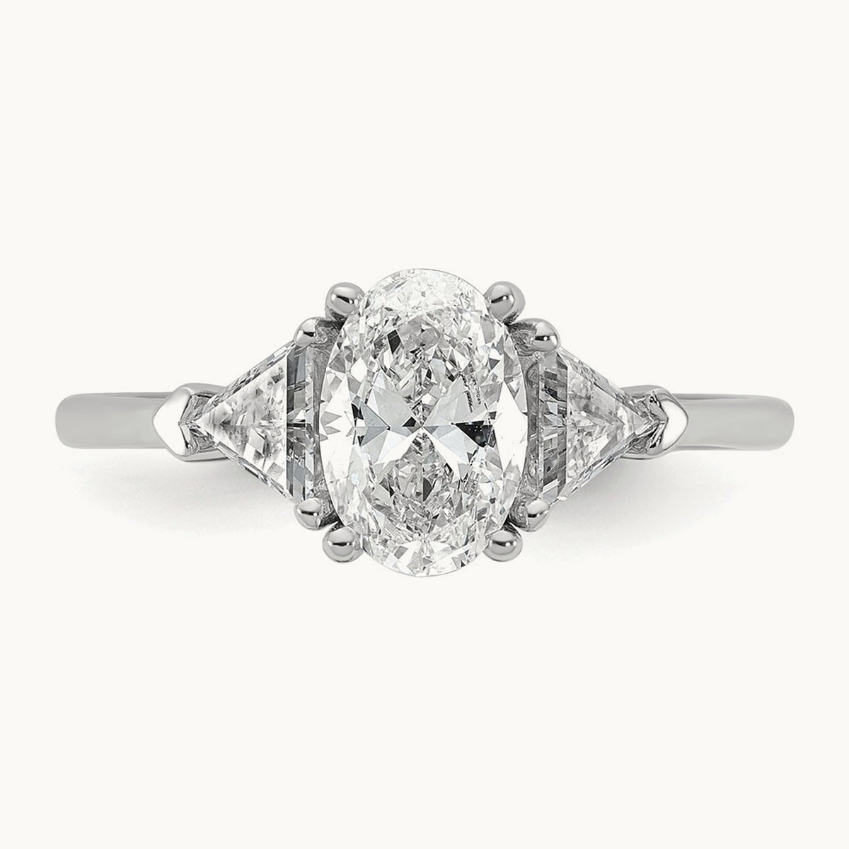 Oval & Trillion 3 Stone Engagement Ring, 1.50-4.00 ct tw Lab-Grown Diamond — 1 1/2 ct, 14K White Gold
