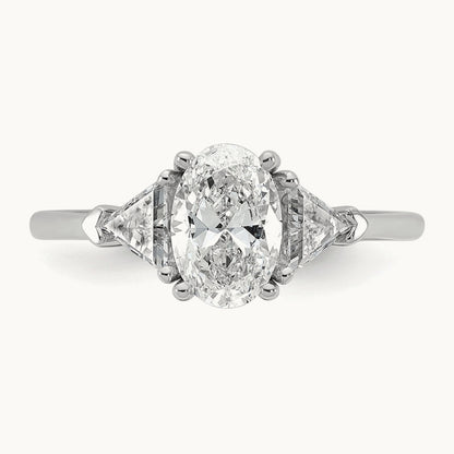 Oval & Trillion 3 Stone Engagement Ring, 1.50-4.00 ct tw Lab-Grown Diamond — 1 1/2 ct, 14K White Gold