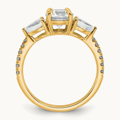 Round Center Semi-Mount 3 Stone Engagement Ring, 0.50-0.75 ct tw Lab-Grown Diamond — 5/8 ct (holds 1 ct center), 14K Yellow Gold