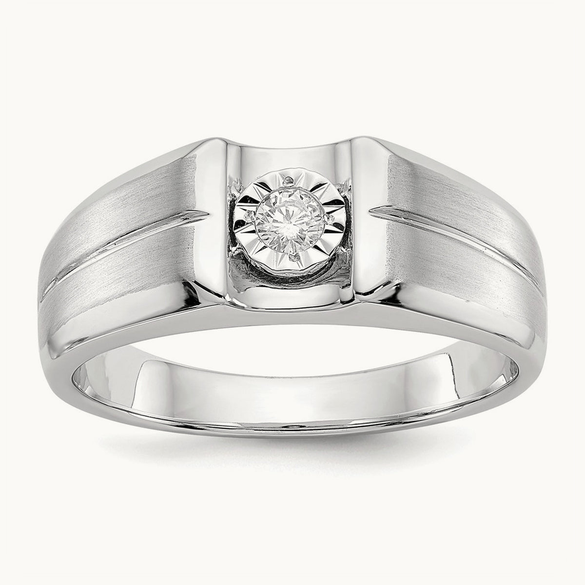 Diamond Mens Ring, 14K White Gold