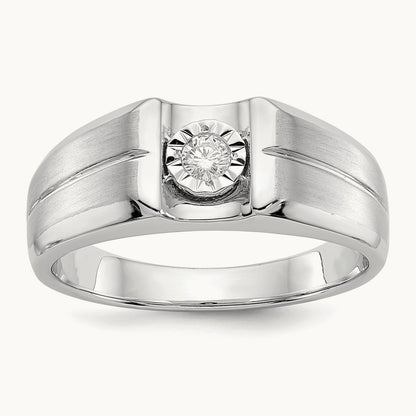 Diamond Mens Ring, 14K White Gold