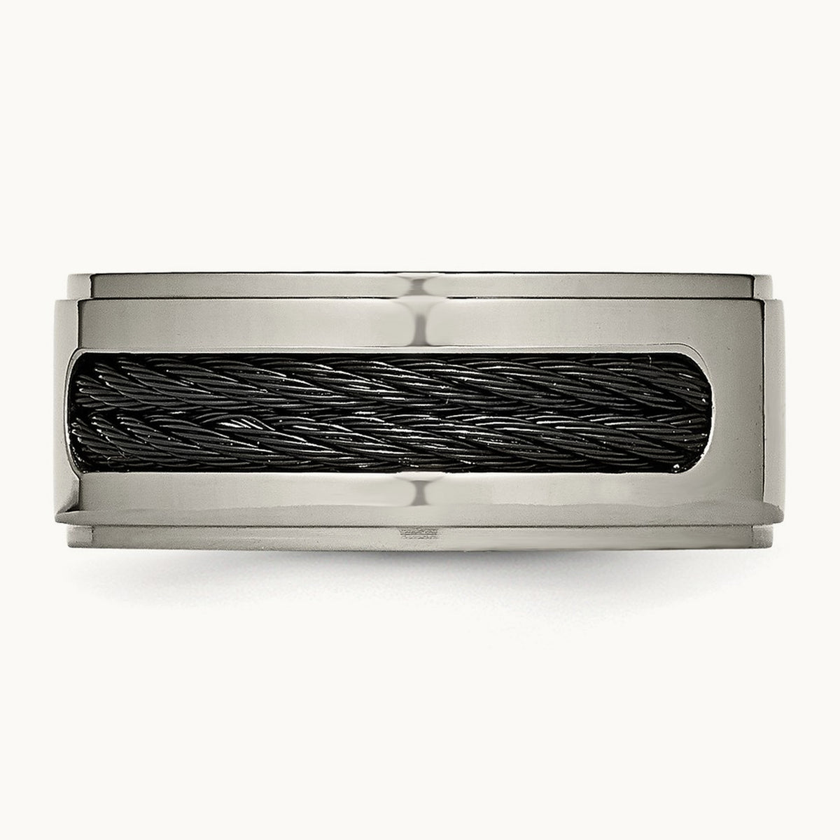 Polished Black IP-plated Cables Diamond Band — photo set
