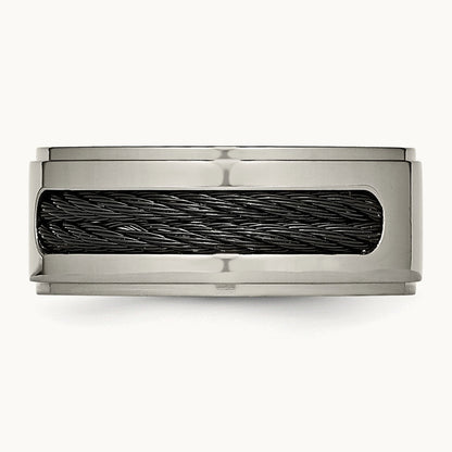 Polished Black IP-plated Cables Diamond Band — photo set