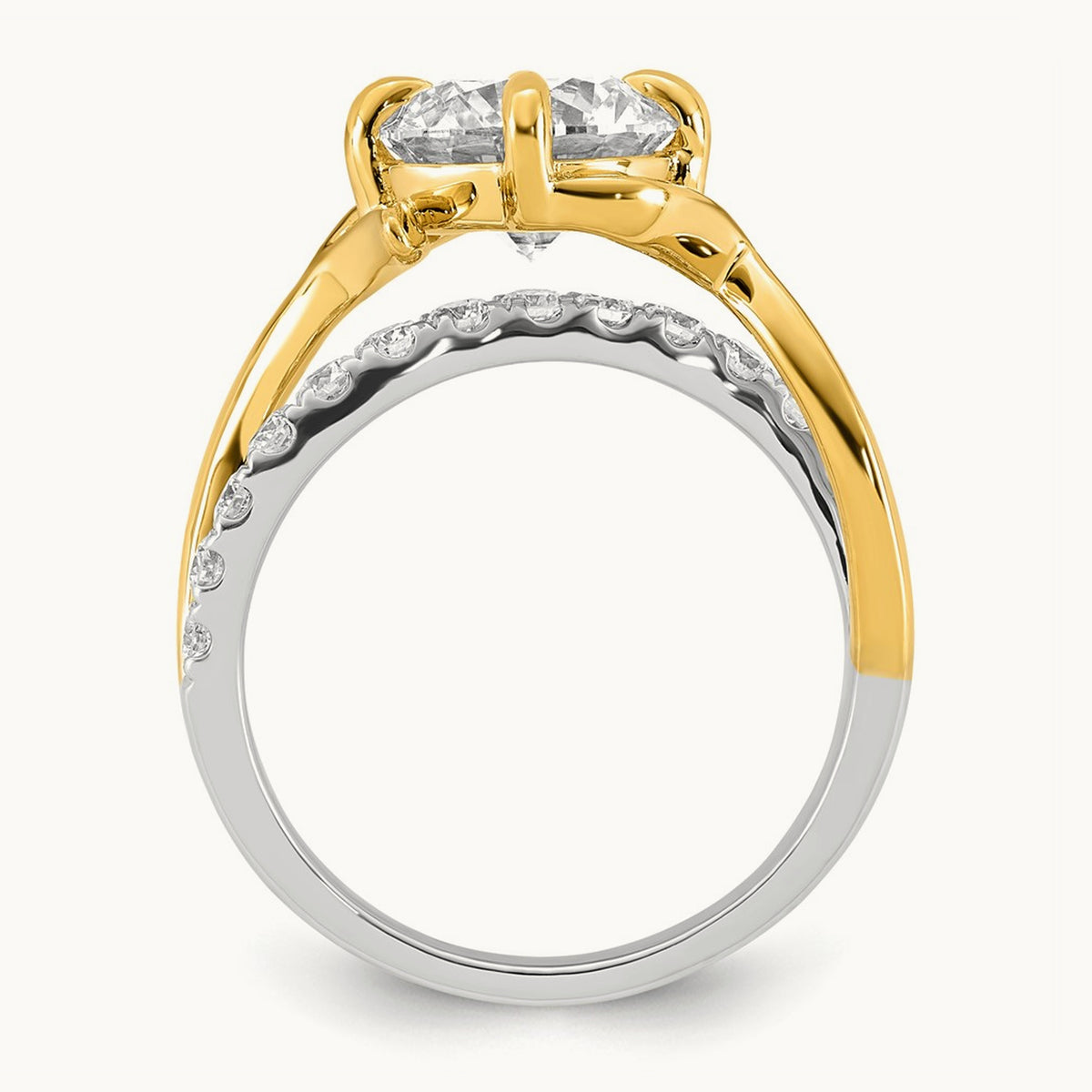14ktt Certified Round Center Lab Grown Diamond VS+ F+ Ring