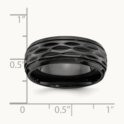 Black Zirconium Polished and D/C Band, 8mm