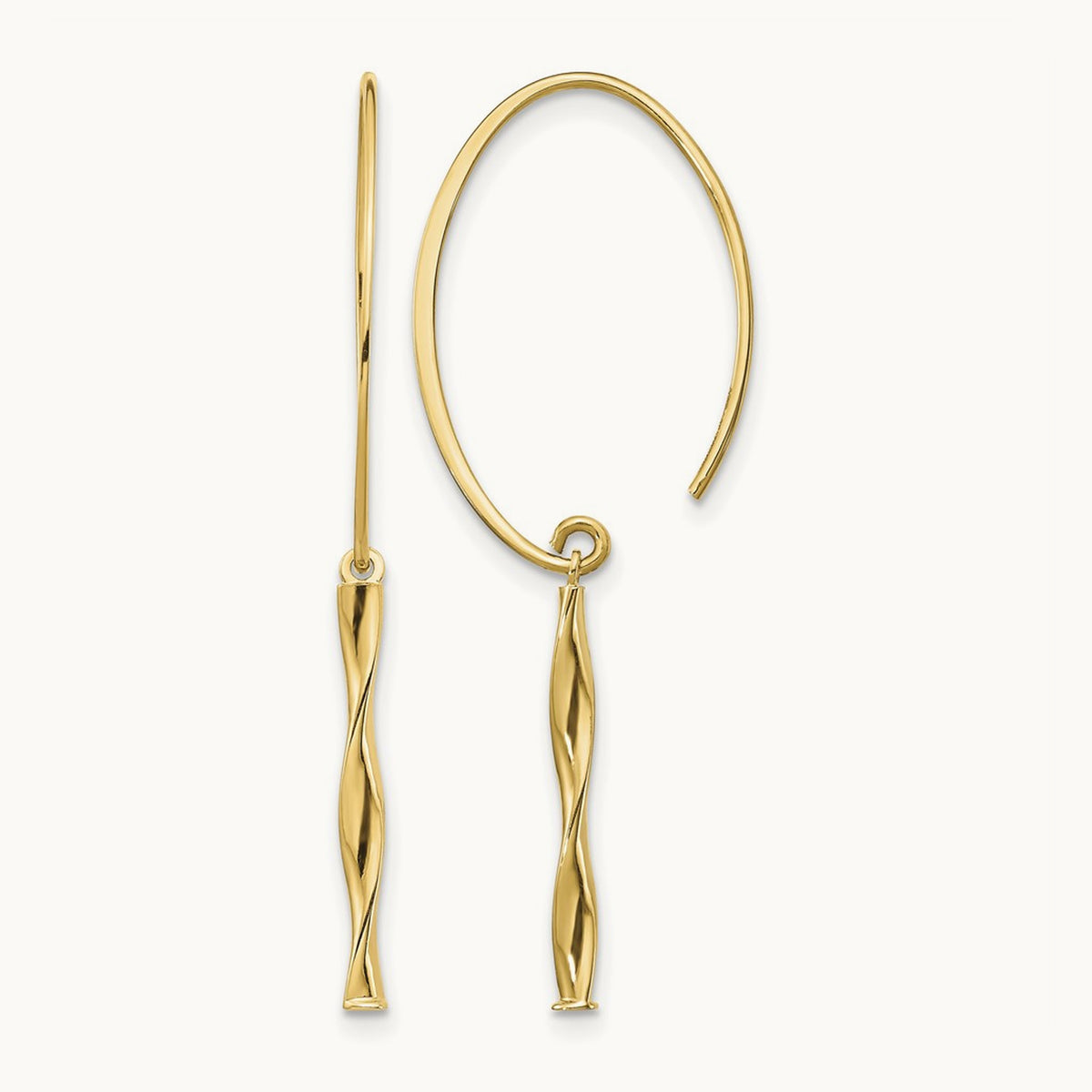 Twist Bar Dangle Earrings, 14K