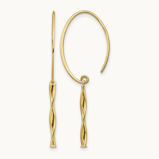Twist Bar Dangle Earrings, 14K