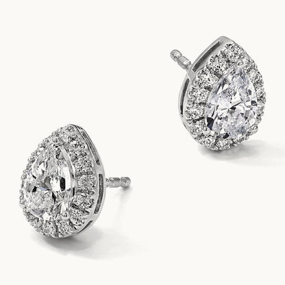 Semi-Mount Pear Halo Earrings, 0.25 ct tw Lab-Grown Diamond