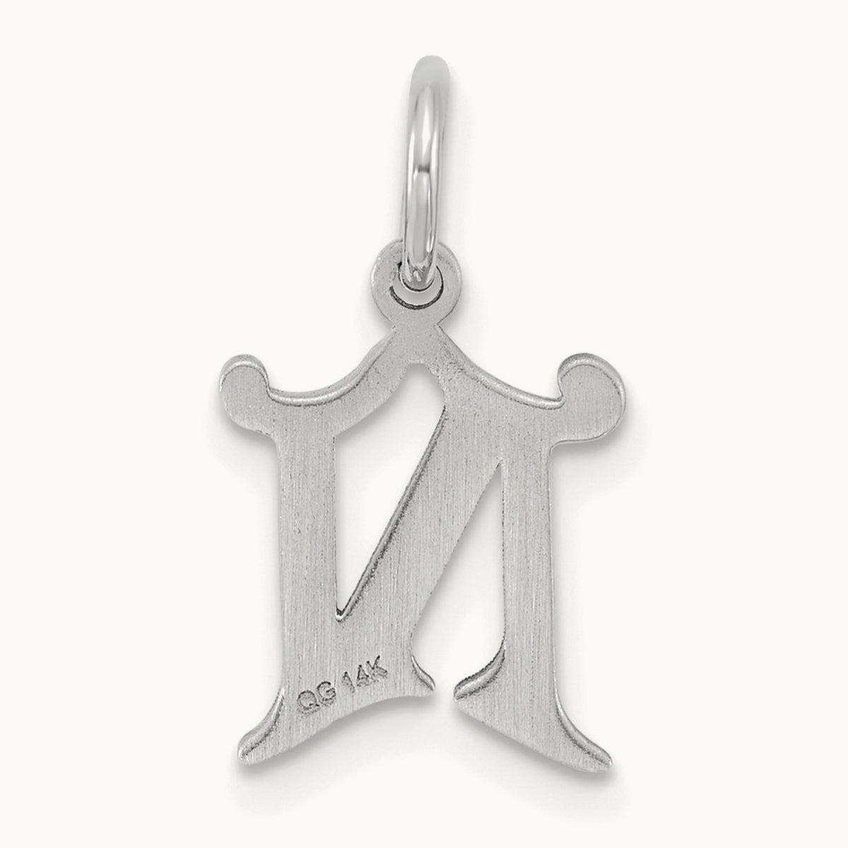 Diamond-cut Initial Charm — 14K White Gold, N
