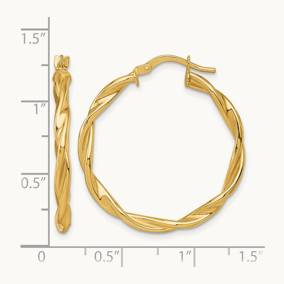 Polished Twist Hoop Earrings — 14K Yellow Gold