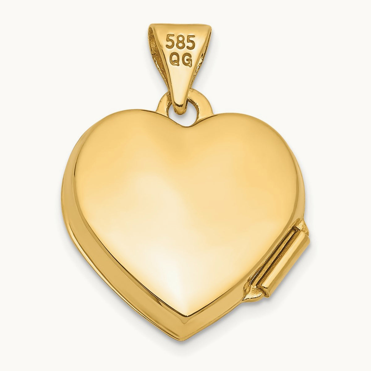 Plain Heart Locket, 15mm, 14K