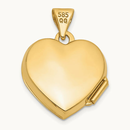 Plain Heart Locket, 15mm, 14K