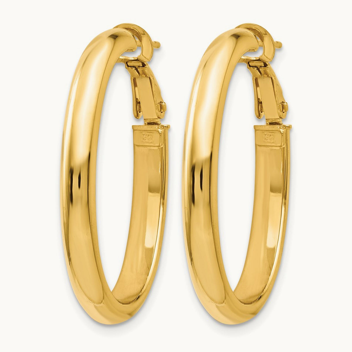 Polished Oval Hoop Earrings, 14K — Leslie's