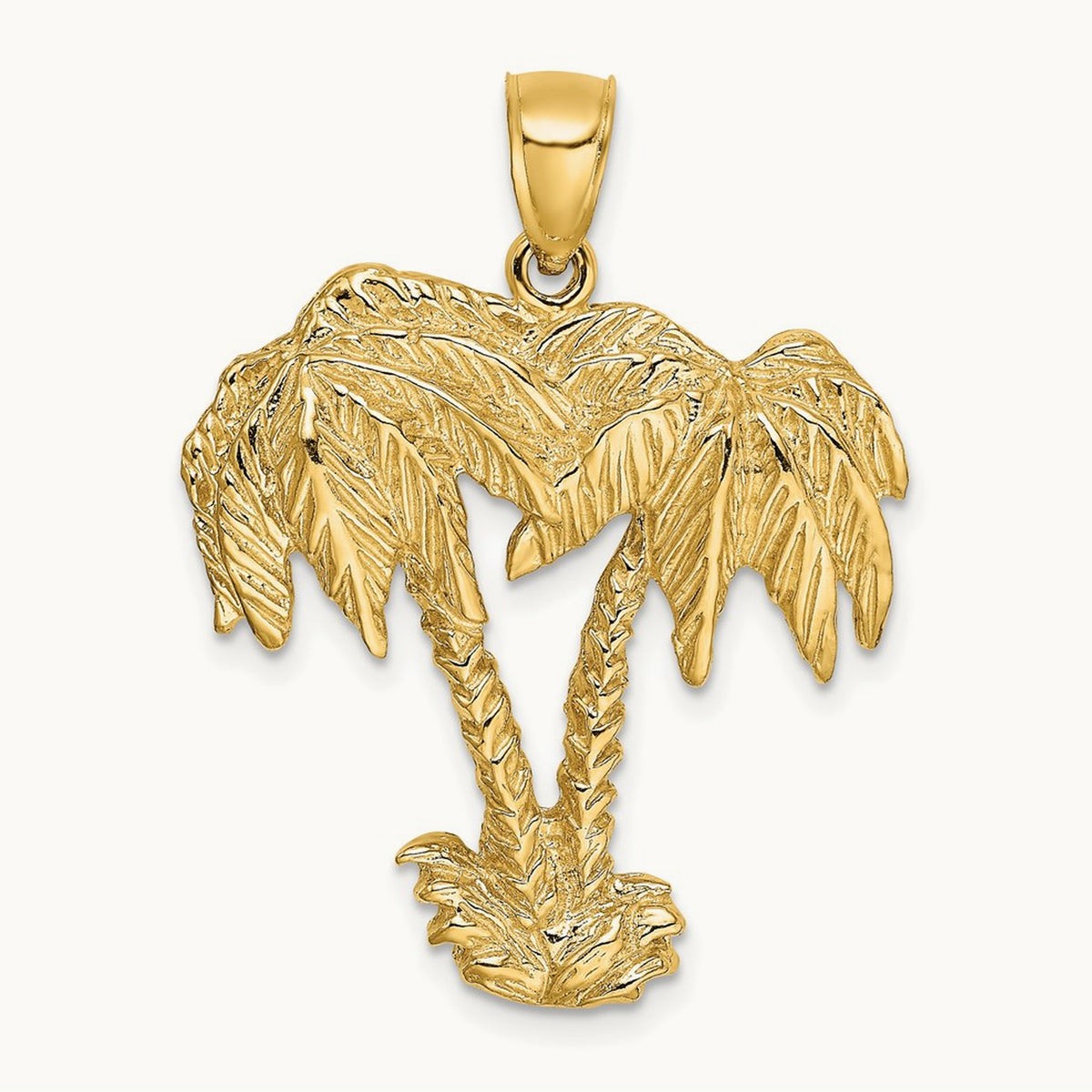 2-D Double Palm Tree Charm, 14K